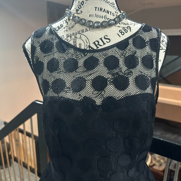 Betsey Johnson Retro 50s Fit & Flare Black Polka Dot Dress - Size 10/M - Picture 5 of 9